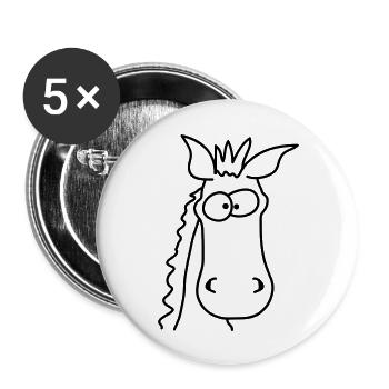 Funny Comic Horse - Buttons large 2.2''/56 mm (5-pack) - white - Front
