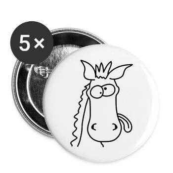 Funny Crazy Comic Horse - Lot de 5 grands badges (56 mm) - blanc - Devant