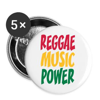 rasta music power - Buttons large 2.2''/56 mm (5-pack) - white - Front