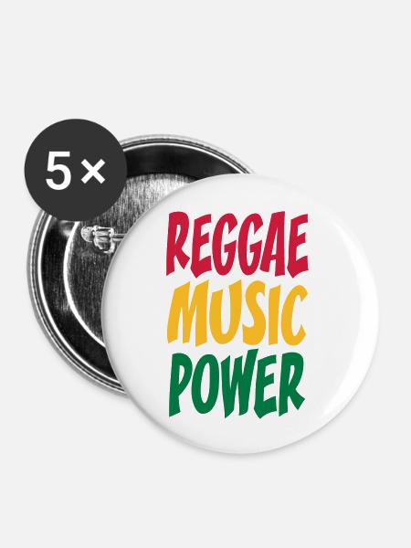 rasta Musikleistung - Buttons groß 56 mm (5er Pack) - Weiß