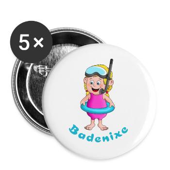 Badenixe - Schwimmerin - Buttons groß 56 mm (5er Pack) - Weiß - Vorne