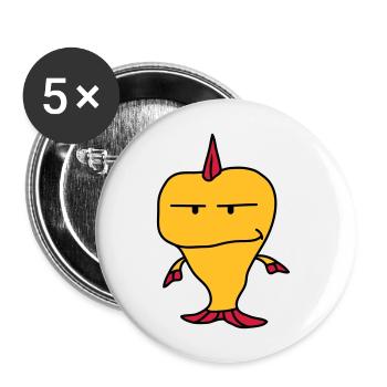 Punk Fish - Buttons groß 56 mm (5er Pack) - Weiß - Vorne