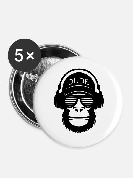 Dude - Buttons groß 56 mm (5er Pack) - Weiß