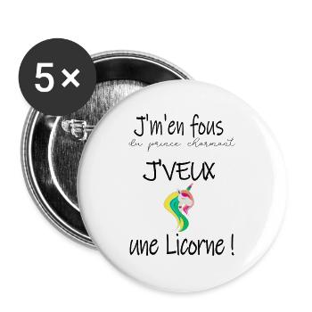 Fête Anniversaire Licorne Colorée - Lot de 5 grands badges (56 mm) - blanc - Devant