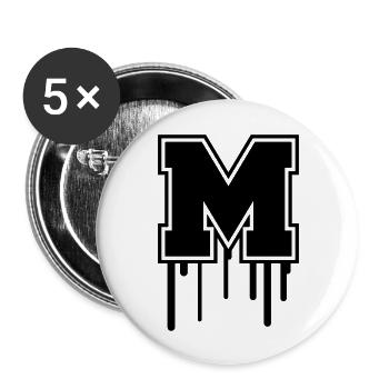 Letter M - Buttons groß 56 mm (5er Pack) - Weiß - Vorne