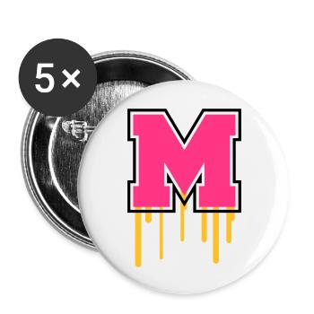 Letter M - Buttons groß 56 mm (5er Pack) - Weiß - Vorne