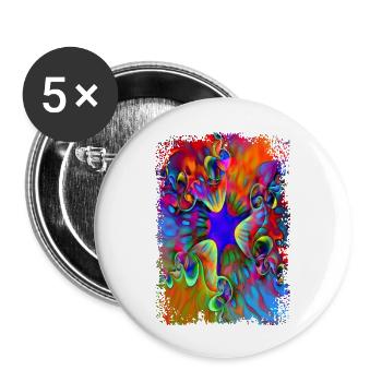flower power psychédélique - Lot de 5 grands badges (56 mm) - blanc - Devant