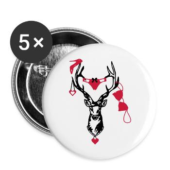 Wiesn Hirsch / / Junggesellenabschied - Buttons groß 56 mm (5er Pack) - Weiß - Vorne