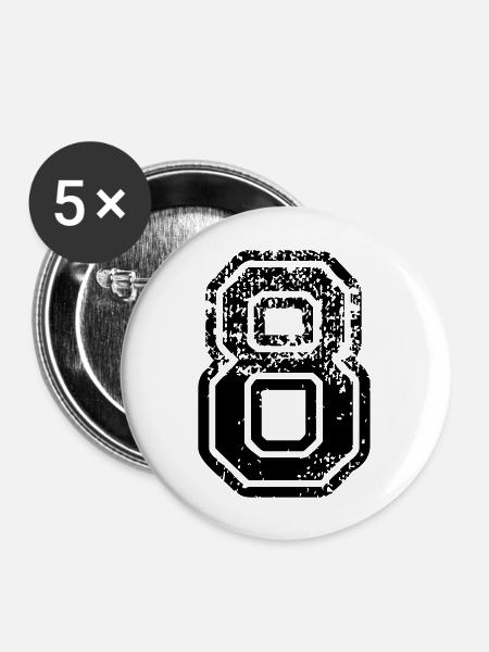 8 - Nummer - Buttons groß 56 mm (5er Pack) - Weiß