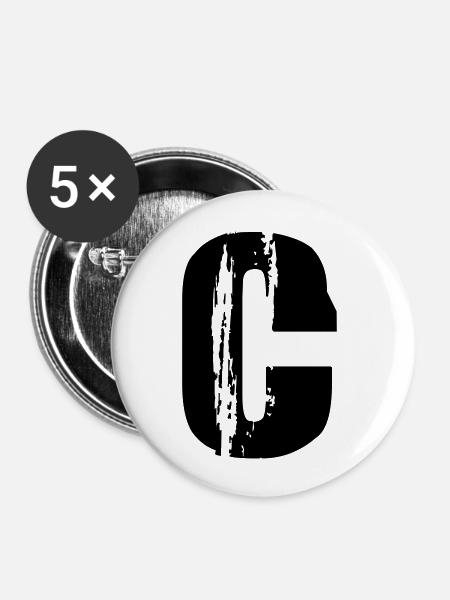 C - Buchstabe - Buttons groß 56 mm (5er Pack) - Weiß