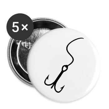 Fishing Fishhook - Lot de 5 grands badges (56 mm) - blanc - Devant