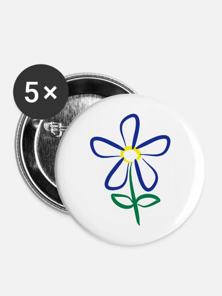 Blume - Buttons groß 56 mm (5er Pack) - Weiß