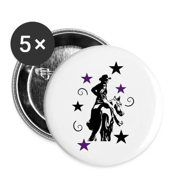 Cowgirl Western Rider with horse silhouette - Buttons large 2.2''/56 mm (5-pack) - white - Front
