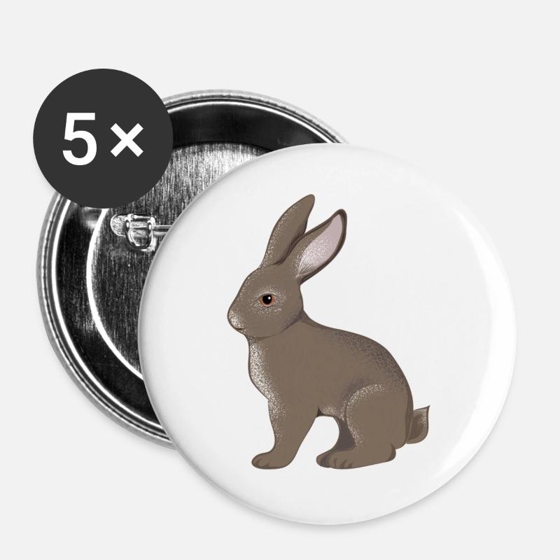 small rabbit - Buttons large 2.2''/56 mm (5-pack) - white