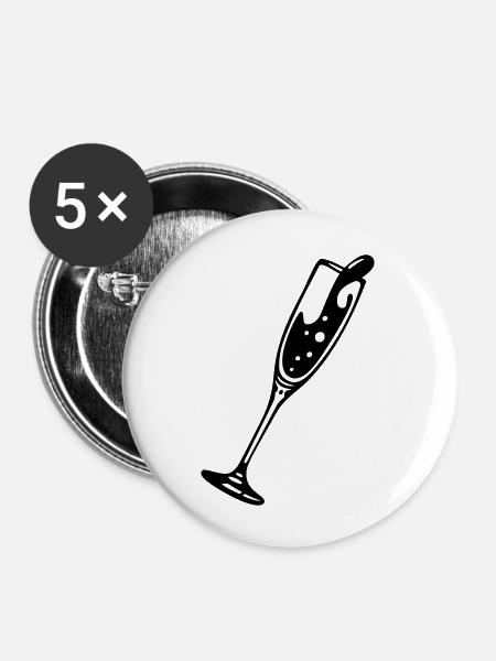 sektglas - Buttons groß 56 mm (5er Pack) - Weiß