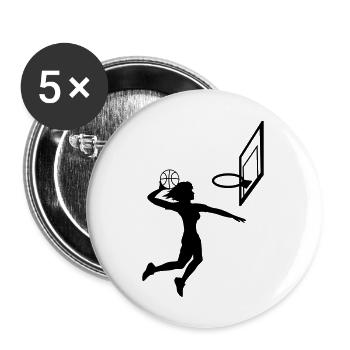 dunking basketball dunk woman female girl coo - Buttons large 2.2''/56 mm (5-pack) - white - Front