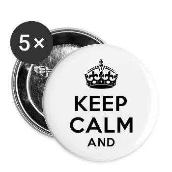 Keep calm and Your Text - Lot de 5 grands badges (56 mm) - blanc - Devant