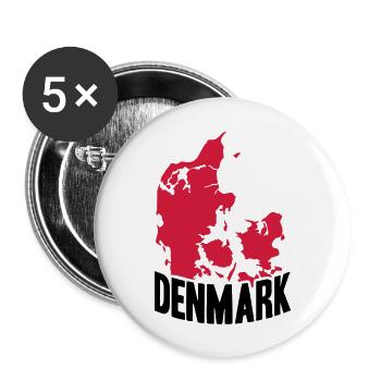 Dänemark Nationalflagge dänischen Stolz Nordic - Buttons groß 56 mm (5er Pack) - Weiß - Vorne