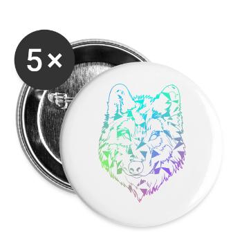 loup - Lot de 5 grands badges (56 mm) - blanc - Devant