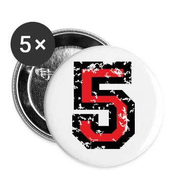 Le numéro cinq - No. 5 (deux couleurs) rouge - Lot de 5 grands badges (56 mm) - blanc - Devant