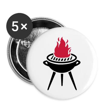 Grill - Lot de 5 grands badges (56 mm) - blanc - Devant