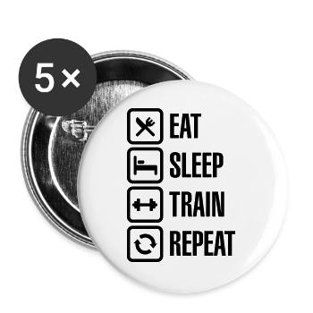 Eat sleep train repeat - bodybuilding - Buttons large 2.2''/56 mm (5-pack) - white - Front