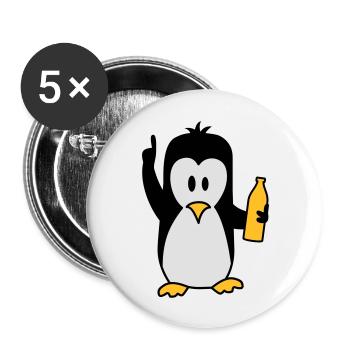Ivre beuverie bière pingouin - Lot de 5 grands badges (56 mm) - blanc - Devant