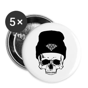 Hipster - Buttons groß 56 mm (5er Pack) - Weiß - Vorne