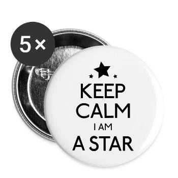 Keep Calm Star - Buttons groß 56 mm (5er Pack) - Weiß - Vorne