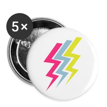 Drei Blitze - Three Thunderbolts - Buttons groß 56 mm (5er Pack) - Weiß - Vorne