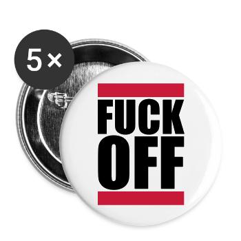 Fuck Off Logo - Buttons large 2.2''/56 mm (5-pack) - white - Front