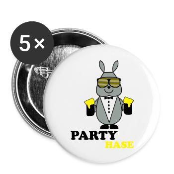 party_hase - Buttons groß 56 mm (5er Pack) - Weiß - Vorne