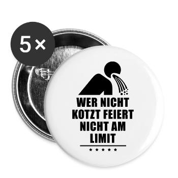 wer_nicht_kotzt_feiert_nicht_am_limit_f1 - Buttons groß 56 mm (5er Pack) - Weiß - Vorne