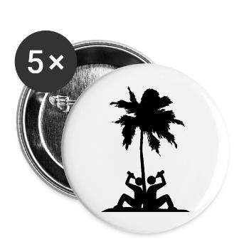 Mallorca Party Crew Palmen Design - Buttons groß 56 mm (5er Pack) - Weiß - Vorne