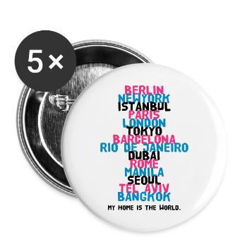 Berlin New York Istanbul Paris London Tokyo - Buttons groß 56 mm (5er Pack) - Weiß - Vorne