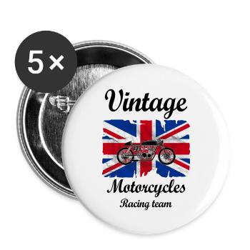 uk motorcycles racing - Lot de 5 grands badges (56 mm) - blanc - Devant