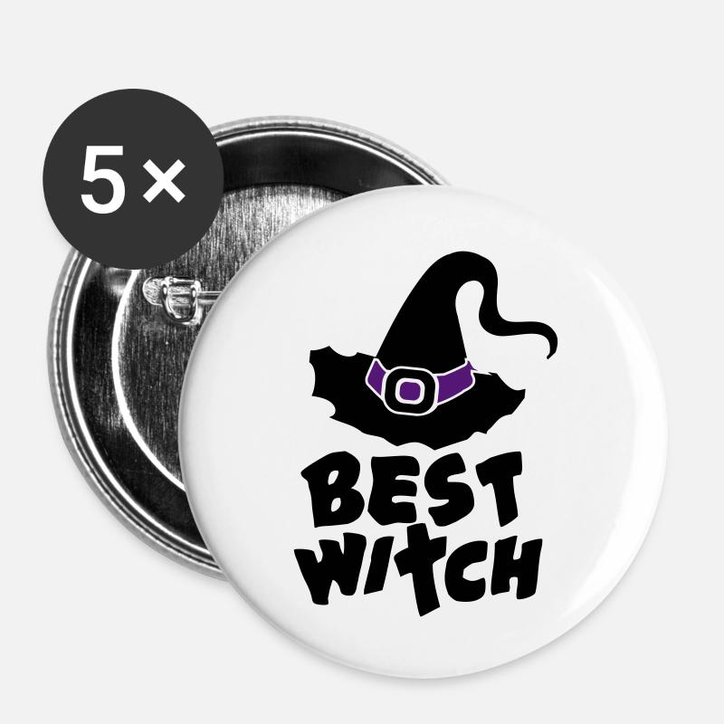 Best Witch, Witchcraft, Halloween, Magic, Hat - Buttons large 2.2''/56 mm (5-pack) - white