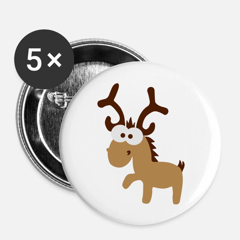 reindeer - Buttons large 2.2''/56 mm (5-pack) - white