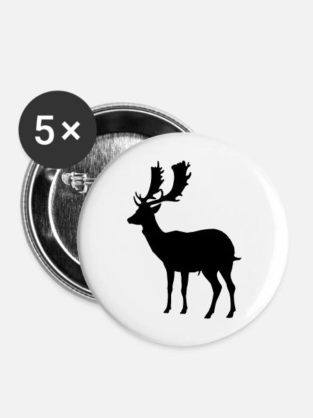 hirsch - geweih - jagd - jäger - Buttons groß 56 mm (5er Pack) - Weiß