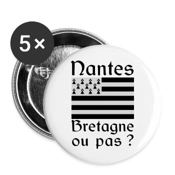 Nantes Bretagne ? - Lot de 5 grands badges (56 mm) - blanc - Devant