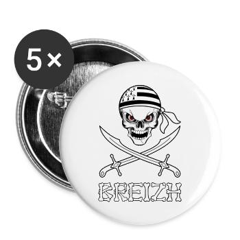 Bretagne - Breizh 18 - Lot de 5 grands badges (56 mm) - blanc - Devant