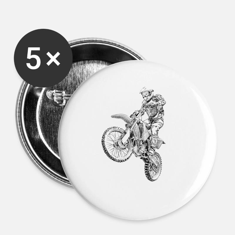 motocross - Buttons large 2.2''/56 mm (5-pack) - white