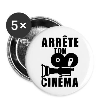 arrete ton cinema camera expression - Lot de 5 grands badges (56 mm) - blanc - Devant