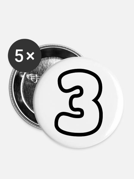 3 - Buttons groß 56 mm (5er Pack) - Weiß
