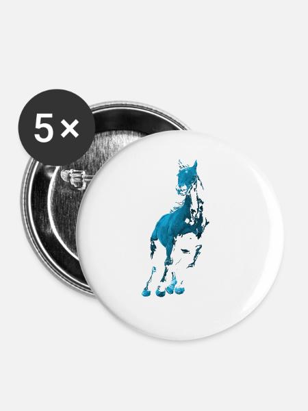 Pferd - Buttons groß 56 mm (5er Pack) - Weiß