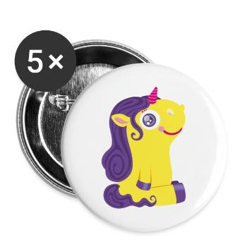 Kleines Einhorn - Buttons groß 56 mm (5er Pack) - Weiß - Vorne