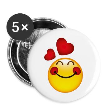 Smiley in Love - Buttons large 2.2''/56 mm (5-pack) - white - Front