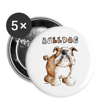 Sweet English Bulldog Cartoon - Buttons large 2.2''/56 mm (5-pack) - white - Front