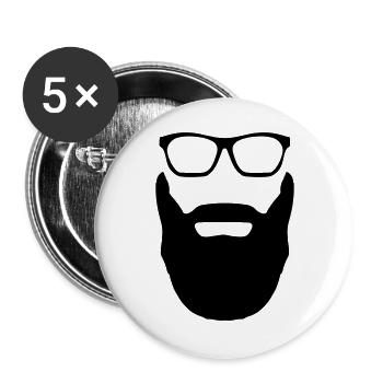 Beard And Glasses - Buttons large 2.2''/56 mm (5-pack) - white - Front