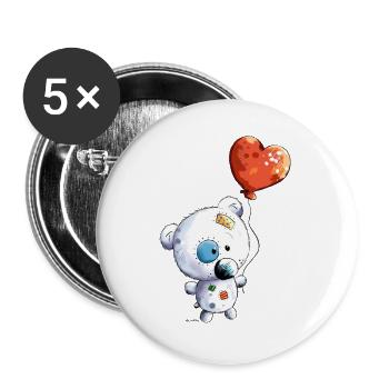 Teddy with balloon - Buttons large 2.2''/56 mm (5-pack) - white - Front